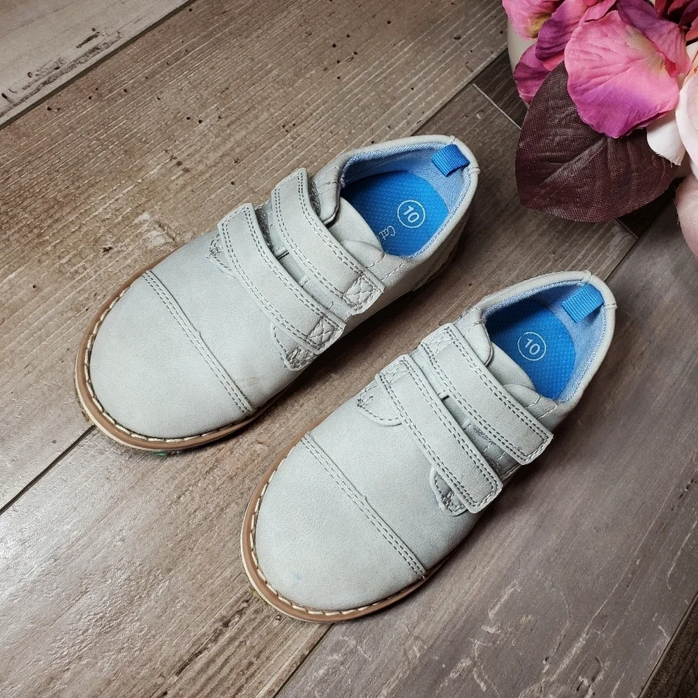 Cat & Jack Grey Toddler Boy Velcro Oxford Dress Shoes Size 10 NWOT EUC